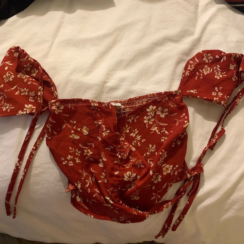 Red Floral Crop Top